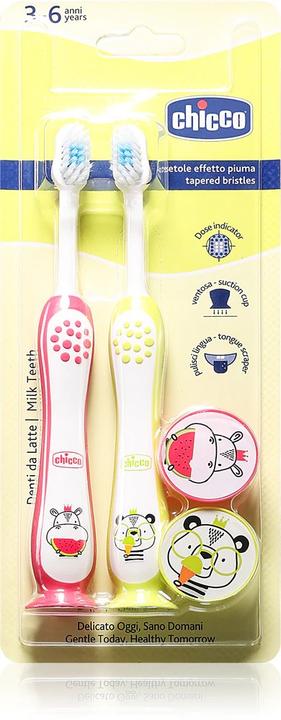 Chicco Tandenborstel Voor Kinderen 3-6 Jaar Hippo En Panda 2 Stuks (Extra zacht, 2x)