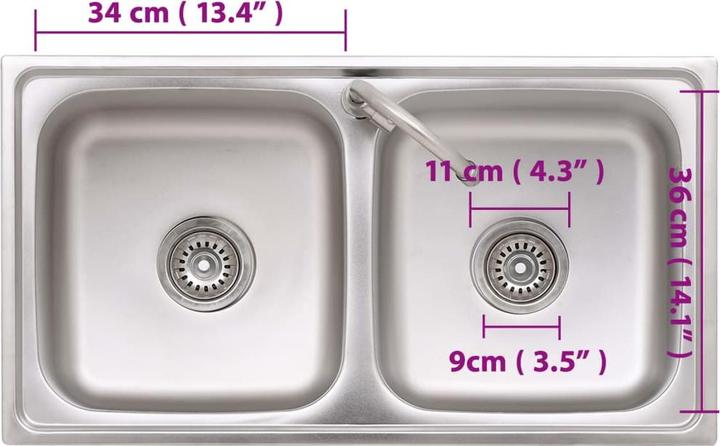 Immagine prodotto vidaXL Caterina (Lavello con sgocciolatoio, 78 cm, 43 cm)