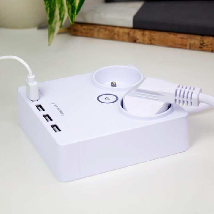 Actual product image Huslog flat extension cord with 2 sockets EMX-190124 (2 x, 1.50 m)