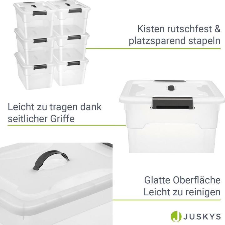 Immagine prodotto Juskys Set di scatole portaoggetti con coperchio (33 x 45 x 26 cm, 30 l)