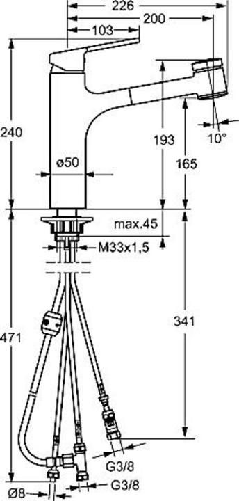 Actual product image Hansa Hansaronda Sink unit single-lever mixer, 5519, low-pressure, chrome-plated