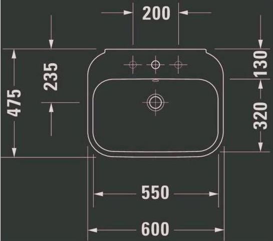 Produktbild Duravit Waschtisch Happy D.2 60 cm wei 2316600000 (475 mm, 600 mm)