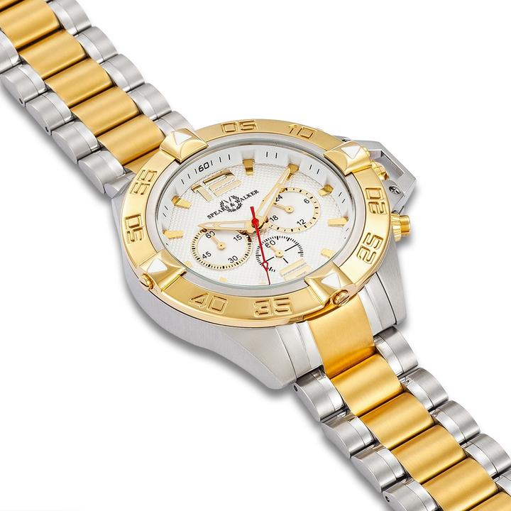 Produktbild Spears & Walker Herren Quarzuhr Varus II Edelstahl silber/gelbgold - 23246 (Chronograph, 50 mm)