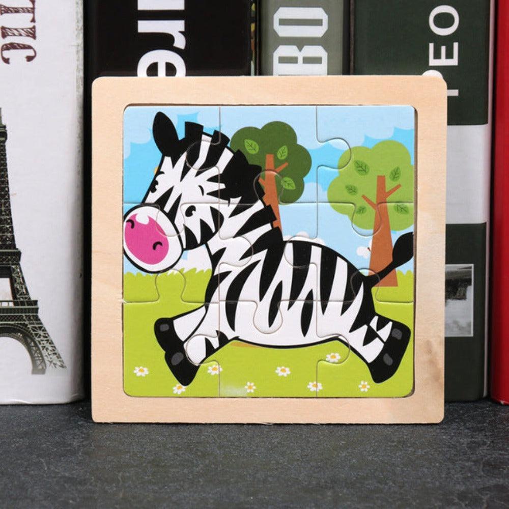 Tinisu Kinder Baby Holz Puzzle Cartoon Zebra 9 Teile Puzzle
