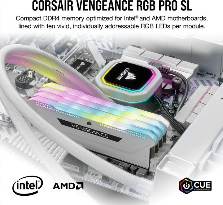 Productafbeelding Corsair Vengeance RGB Pro SL (2 x 8GB, 3600 MHz, DDR4 RAM, DIMM 288 pin)