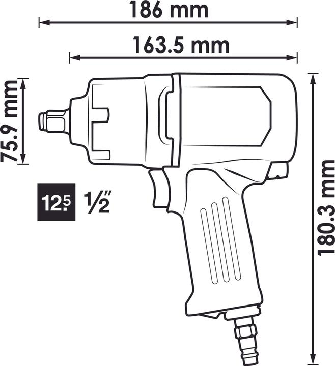 Produktbild Vigor Schlagschrauber ∙ V3653 ∙ Lösemoment maximal: 1890 Nm ∙ Vierkant 12,5 mm (1/2 Zoll) ∙ 186 mm … (Schlagschrauber)