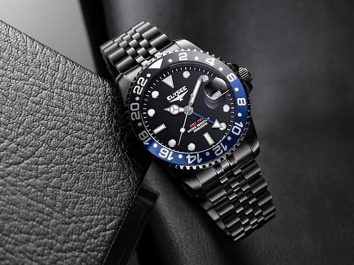 Actual product image Elysee GMT Pro Second Time Zone, Screw-Down Crown, Luminous Hands, Date Display (40 mm)