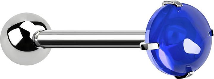 Produktbild Star Piercing Barbell silber mit Kugel und Cabochon blau gefasst (ohne Messing, Chirurgenstahl 316L)