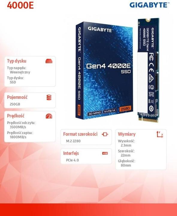 Produktbild Gigabyte 4000E (250 GB, M.2, M.2 2280)