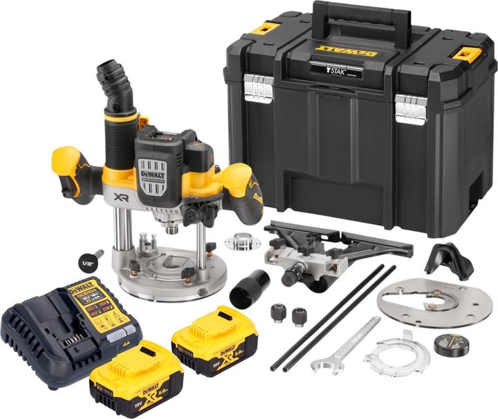 Produktbild DeWalt DCW 620 P2T Akku Oberfräse 18 V 12 mm Brushless + 2x Akku 5,0 Ah + Ladegerät + TSTAK
