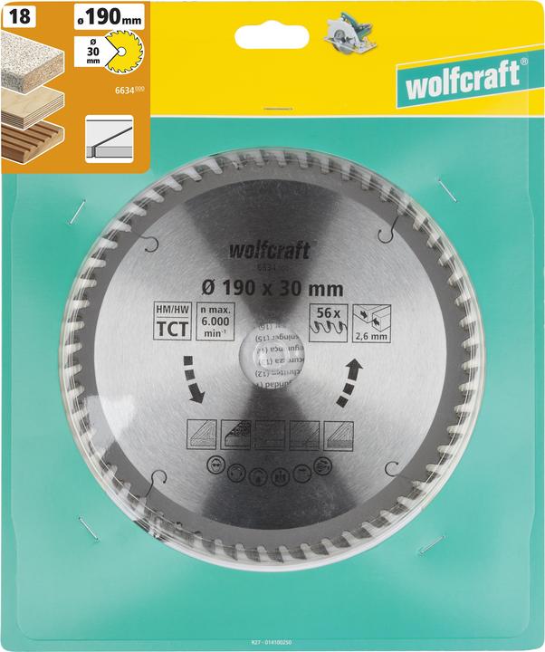 Produktbild wolfcraft wolfcraft 1 Kreissägeblatt HM 56 Z. ø184x20/16 mm