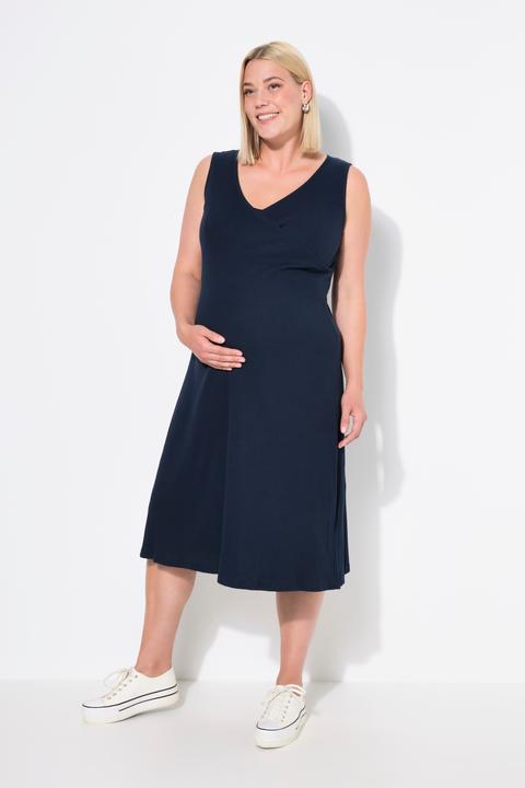 Produktbild Ulla Popken Bellieva-Kleid, Stillfunktion, Rippjersey, Wickeloptik, ärmellos (54)