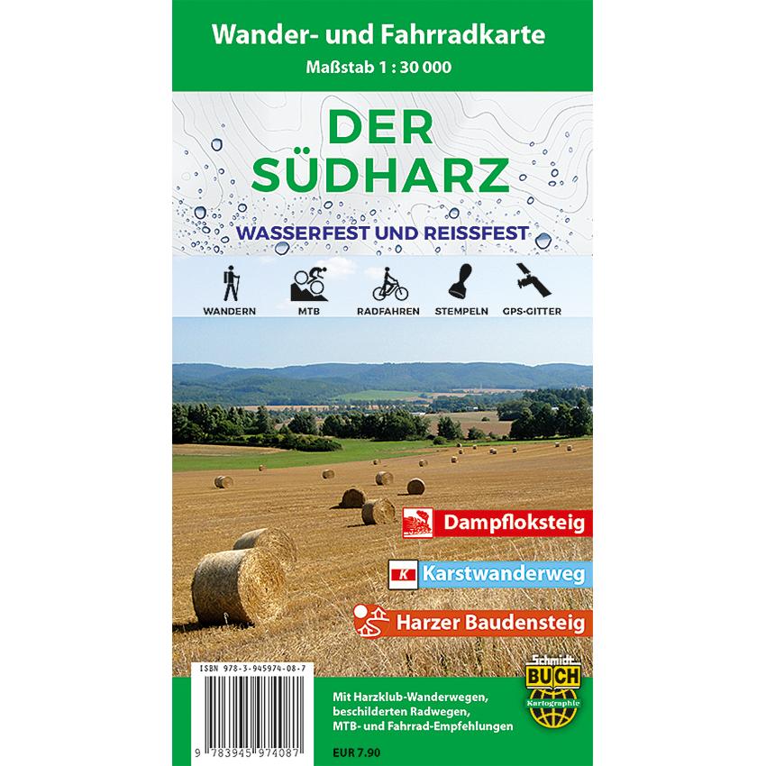 Der Südharz,Wander- und Fahrradkarte, Landkarte
