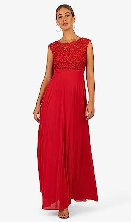 Image du produit Kraimod Robe en chiffon fluide avec satin, détail mesh et dentelle, dos ajouré et froncé (34)