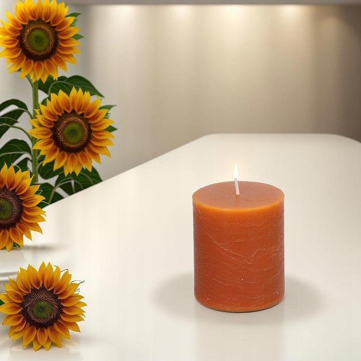 Actual product image Arti Casa Rustic candle Ø7xh8cm yellow