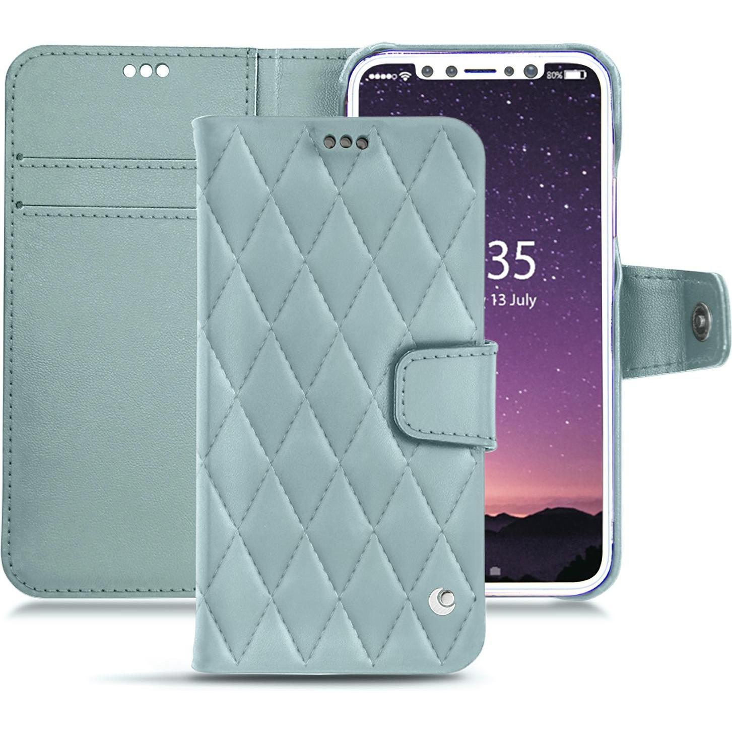 Noreve Lederschutzhülle Wallet (Apple iPhone X), Smartphone Hülle, Blau