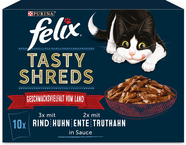 Produktbild Felix Nassfutter Tasty Shred Original mit Fleisch in Gelee, 10x80g (Adult, 10 Stk., 800 g)