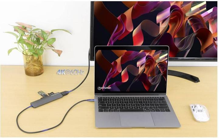 Image du produit Manhattan USB-C PD auf HDMI 7-in-1 4K Dockingstation / Multiport Hub (USB-C, 7 ports)