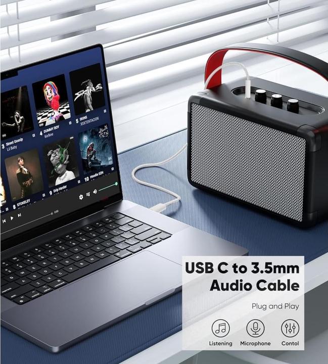 Image du produit PowerGuard C-to-Aux-Plug USB Type C vers jack 3.5mm AUX Câble audio (USB Type C, Jack 3.5mm)