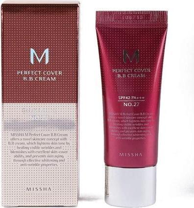 Actual product image Missha M Perfect Cover BB Cream No.27 SPF 42 PA+++ 20ml (Honey Beige, No.27)