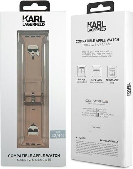 Produktbild Karl Lagerfeld Pasek KLAWLSLCKP Apple Watch 42/44/45mm ró?owy/pink strap Silicone Karl & Choupette H (42 mm, 44 mm, 45 mm, Silikon, Kunststoff)