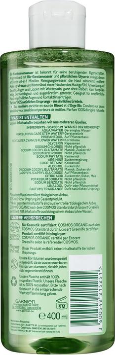 Actual product image Garnier Organic Cornflower All-in-1 (Micelle water, 400 ml)