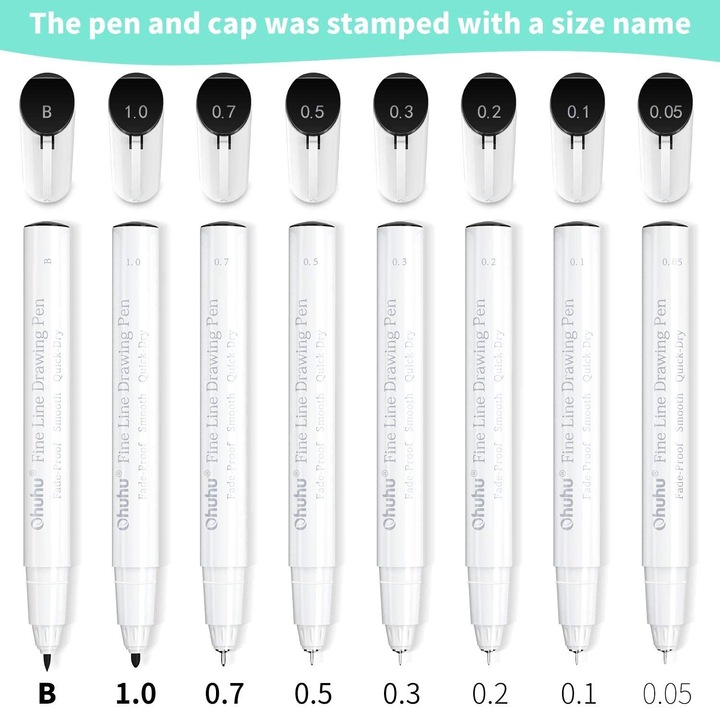 Produktbild Ohuhu Fineliner-Zeichenstifte (Schwarz, Weiss, 8 x)