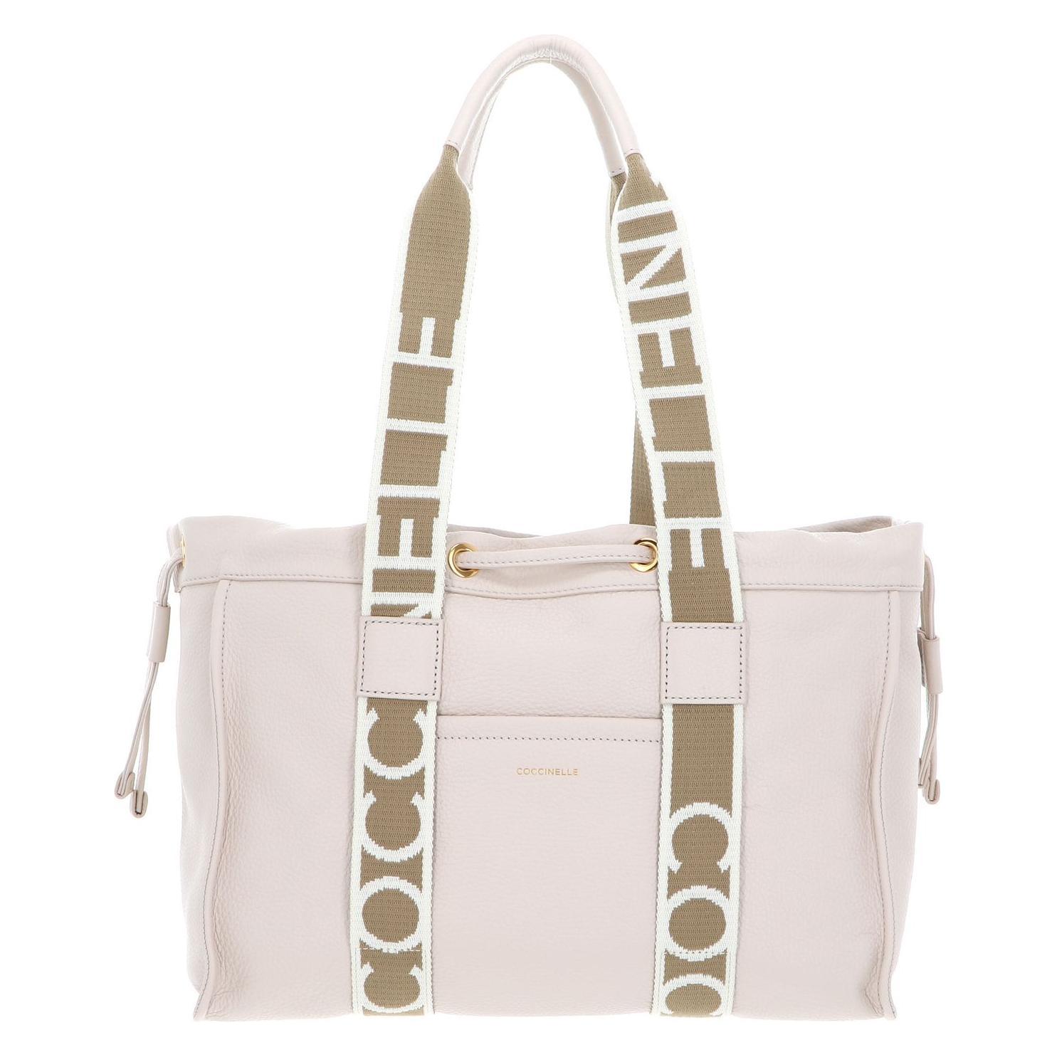 Coccinelle, Damen, Handtasche, 2Day Signature Handbag Grained Leather, Beige