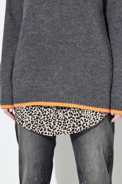Immagine prodotto Ulla Popken Inserto a blusa con taglio svasato, design leopardato e bottoni (46, 48)