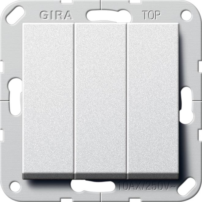 Gira Wippschalter 3f Wechselsch. System 55 F 283226, Taster + Schalter, Silber