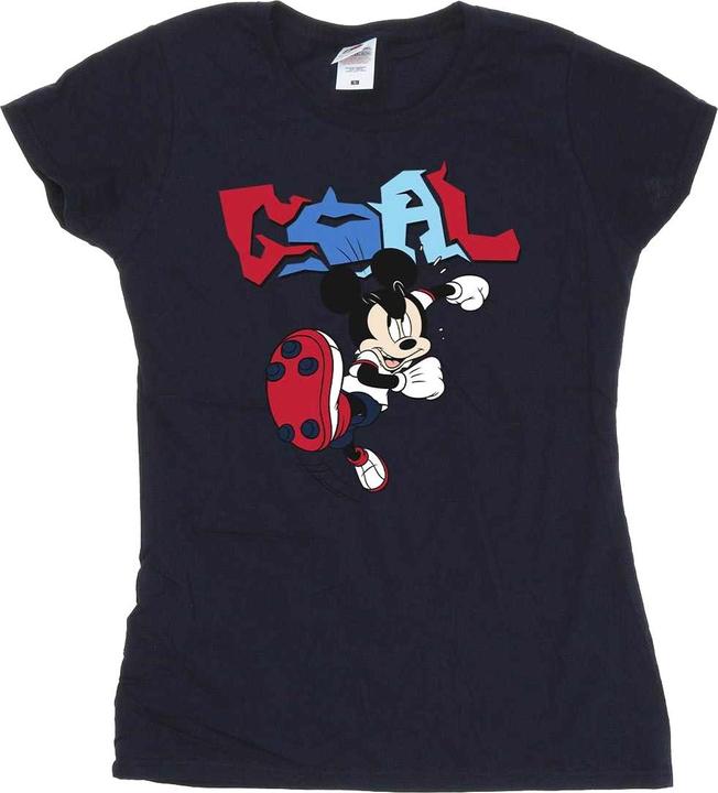 Actual product image Disney Womens/Ladies Mickey Mouse Goal Striker Pose Cotton T-Shirt (L)