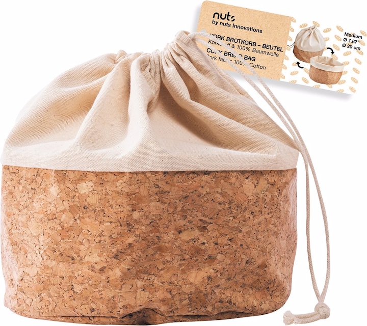 Image du produit Nuts Brotbeutel mit Kordel, Baumwolle M, cork/beige, 20 cm