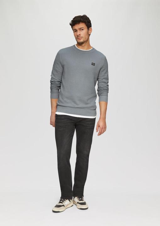 Produktbild S.Oliver Strickpullover Strukturierter Strickpullover mit Logo-Patch (XXL)