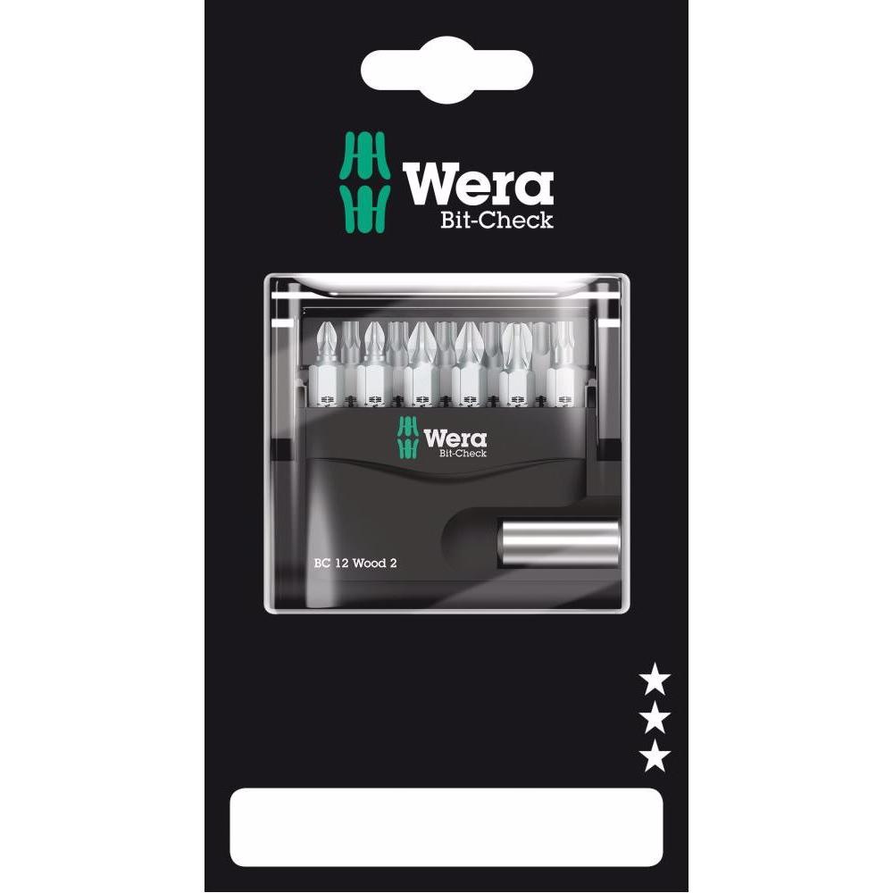 Wera, Bits, Bit-Check 12 Wood 2 SB (1/4")