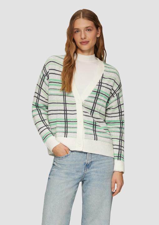 Produktbild S.Oliver Strickjacke Cardigan aus Wollmix mit Karomuster (48)