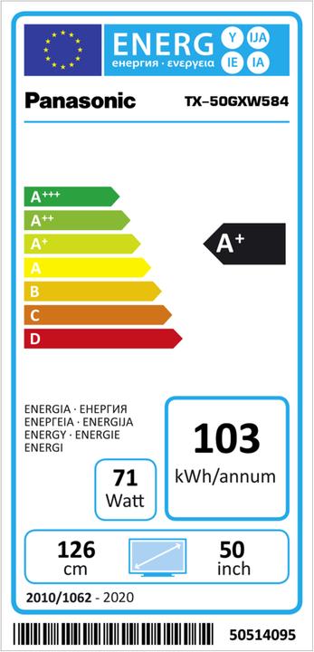 Energie-Label Panasonic TX-50GXW584 (50", LCD, 4K)