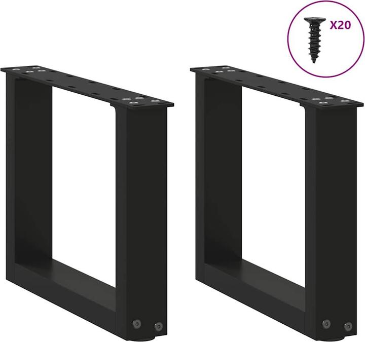 Immagine prodotto vidaXL Gambe del tavolino a U 2 pezzi nero 50x(30-31) cm gamba del tavolo in acciaio