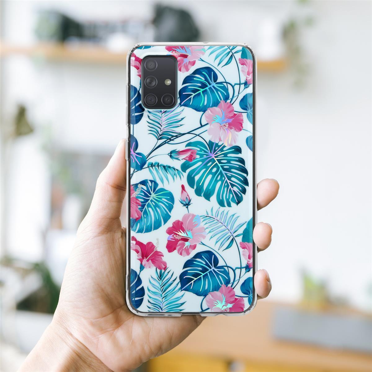 Thumbnail - Cadorabo IMD TPU Bunte Blumen & Blätter Cover (Samsung Galaxy A71), Smartphone Hülle, Weiss