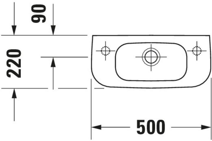 Produktbild Duravit Handwaschbecken D-CODE m ÜL HLB 500x220mm 1 Hahnloch links weiss (220 mm, 500 mm)