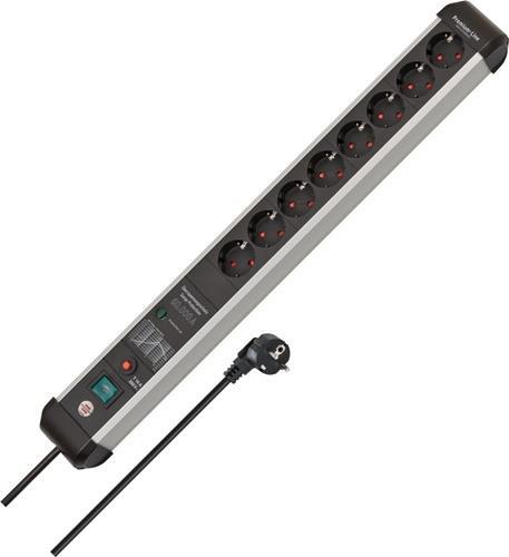 Image du produit Brennenstuhl Premium Protect-Line PDU, 8 sockets, 3m, Silver/gray, with switch and surge protecti...