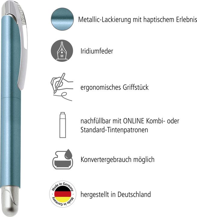 Produktbild Online Füllhalter College M 12583/3D Metallic Blue (Metallic Blue, 1x)