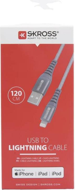 Actual product image Skross USB Cable USB to Lightning Cable, Braiding, 1.20m space gray (1.20 m, USB 2.0)