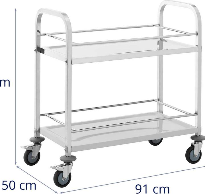 Actual product image Royal Catering Serving Trolley - 2 shelves - 70 x 38 x 3 cm - 72 kg -