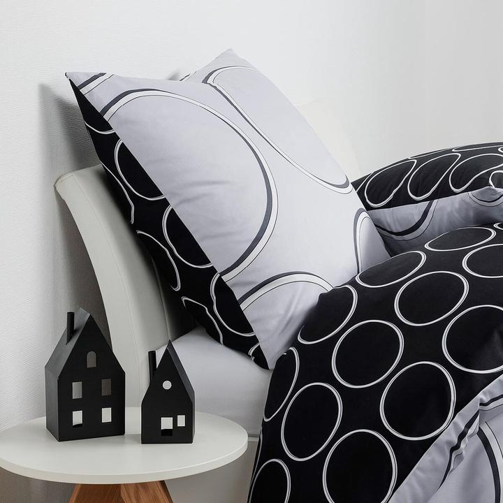 Produktbild Janine Mako-Satin Bettwäsche J.D. 87109 silber schwarz (Bettwäsche Set, 135x200 cm + 80x80 cm)