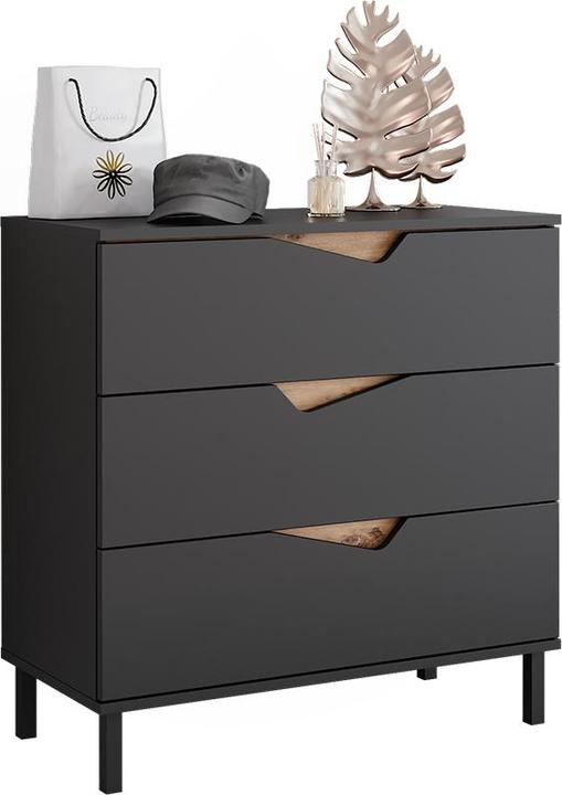 Produktbild Vicco Kommode Marelle, Anthrazit/Artisan/Artisan, 80 x 81.2 cm mit 3 Schubladen (80 x 38 x 81.20 cm)