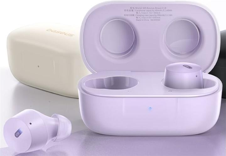 Actual product image Baseus Bowie E18 wireless TWS ENC IPX4 headphones - white (25 h, Wireless)