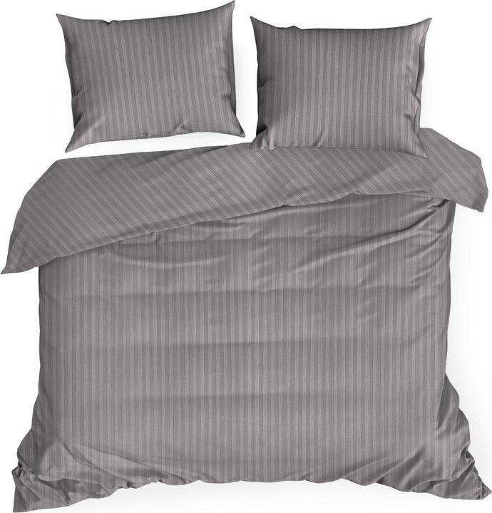 Produktbild Eurofirany Bettwäsche 160x200 cm, Baumwollsatin, stahlfarben, mit feinen Streifen VERA (Bettwäsche Set, 160 x 200 cm)