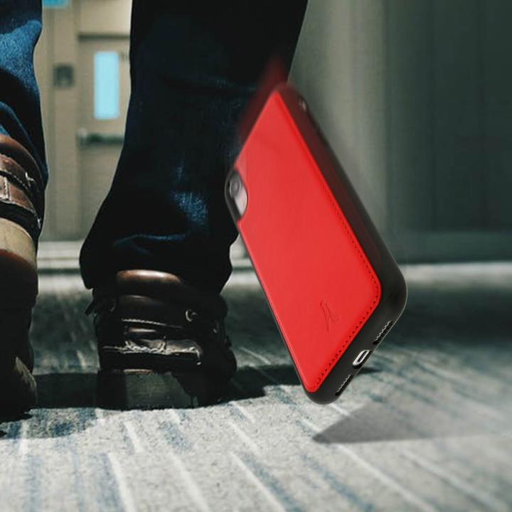 Produktbild Akashi Schutzhülle aus Echtleder stoss- kratzfest für Apple iPhone XR – Rot (Apple iPhone XR)