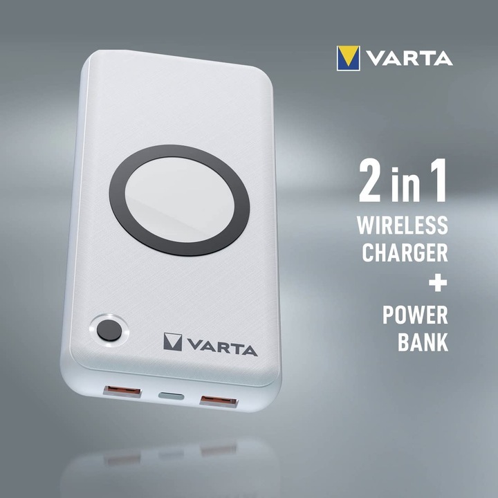 Actual product image Varta Wireless Power Bank + Charging Cable (20000 mAh, 20 W, 74 Wh)