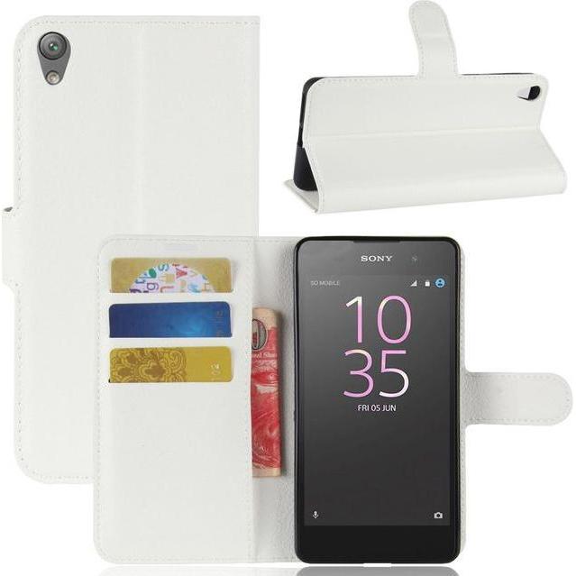 Thumbnail - MU Classic Litchi Leder Bookcover Series (Sony Xperia E5), Smartphone Hülle, Weiss